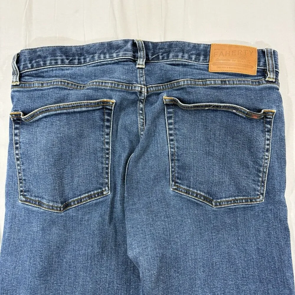 Faherty Jeans Straight Fit Mens 33x32 Feel Good Special Weave Casual Denim